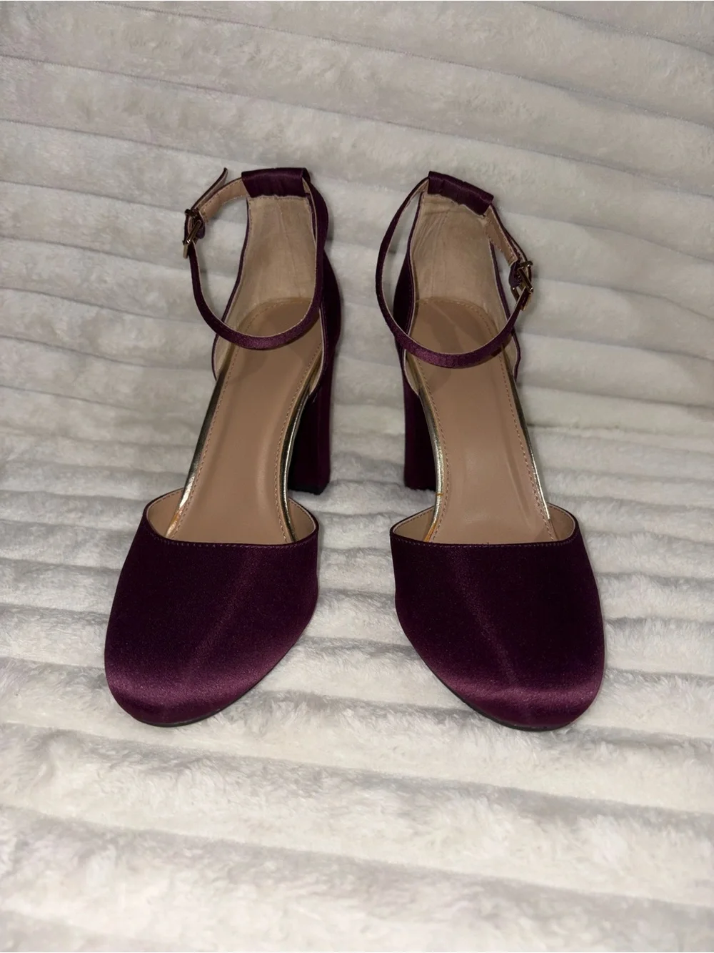 a new day Plum Block Heel Ankle-Strap Sandals 8M